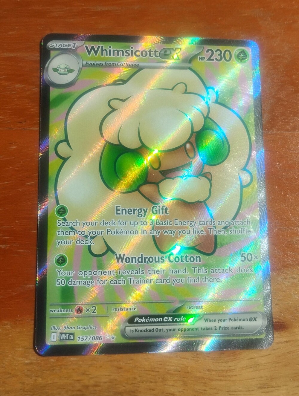 Mint 2025 Holo Ultra Rare Whimsicott EX 157/086 White Flare Pokemon Card